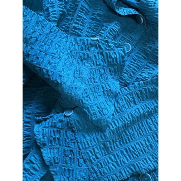 Habitat Clothes to Live In Women Crinkle Top Size Medium Buttons Stretch Artsy - Picture 9 of 12